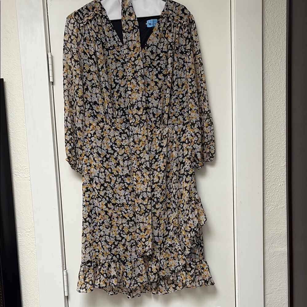 Floral Black and Yellow Dress